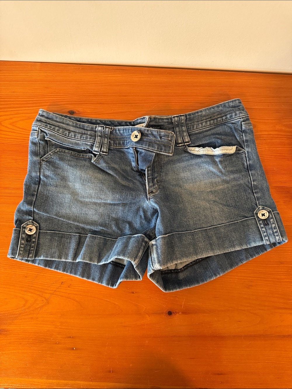 White House Black Market Denim Roll-Cuff Shorts - Light Blue